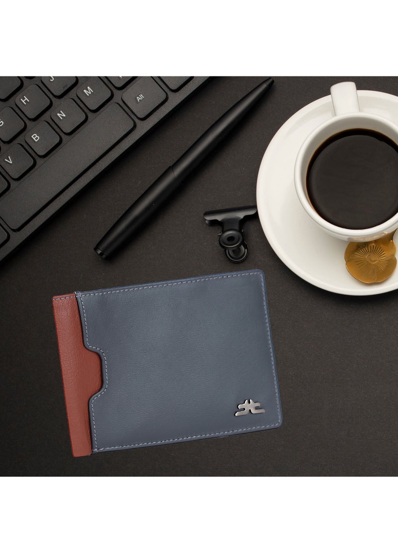 LAVERI LEATHER - Laveri Genuine Leather Designer Wallet With RFID Protection Brown And Grey - Image 1
