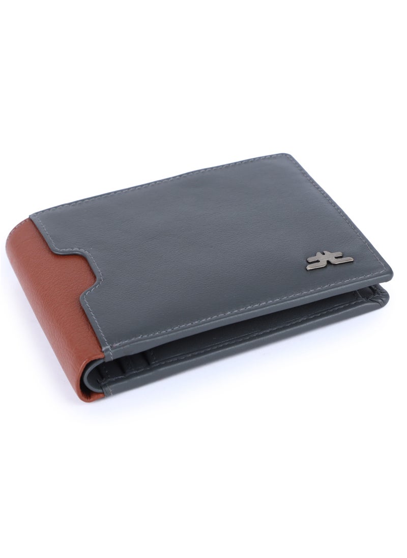 LAVERI LEATHER - Laveri Genuine Leather Designer Wallet With RFID Protection Brown And Grey - Image 1