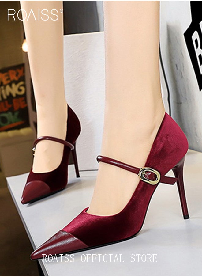 Women Pointed Toe Stiletto High Heels to Visually Slimming Luxurious Silk Satin Patchwork Material Stylish and Sophisticated Ankle Strap with Buckle Design Perfect for Formal Events and Parties - pzsku/Z18AA4F6B6474F85F9C59Z/45/_/1739763952/06a1d105-84f7-41c7-8523-bb1c80586180