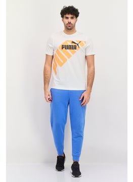 PUMA Men Sportswear Fit Short Sleeve Outdoor T Shirt, White/Orange  - Image 3