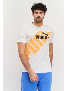 PUMA Men Sportswear Fit Short Sleeve Outdoor T Shirt, White/Orange  - Image 4