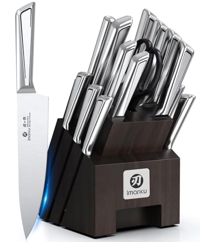 imarku Knife Set, 16 PCS Kitchen Knife Set with Block High Carbon Steel, Ultra Sharp Japanese Knives Set for Kitchen, Ergonomic Handle, Dishwaher Safe, Home Kitchen Essentials, Gifts for Men Women - Image 1