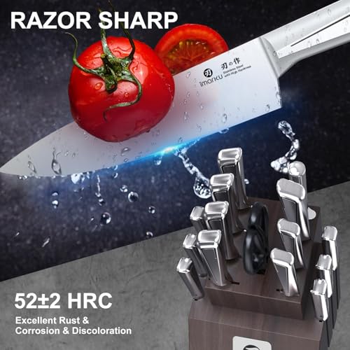 imarku Knife Set, 16 PCS Kitchen Knife Set with Block High Carbon Steel, Ultra Sharp Japanese Knives Set for Kitchen, Ergonomic Handle, Dishwaher Safe, Home Kitchen Essentials, Gifts for Men Women - Image 3