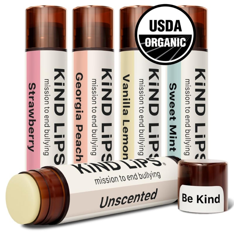 Organic Lip Balm Variety 5 Pack  Moisturizing Natural CrueltyFree for Dry Lips