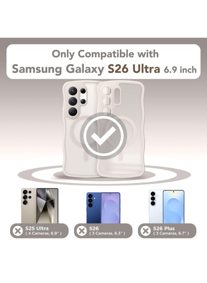 CAPRARO for Samsung Galaxy S26 Ultra Case for Women Girls, Upgraded [Full Camera Protection] [Compatible with MagSafe] Cute Wave Translucent Matte Phone Case for Samsung S26 Ultra, Off-white - Image 2