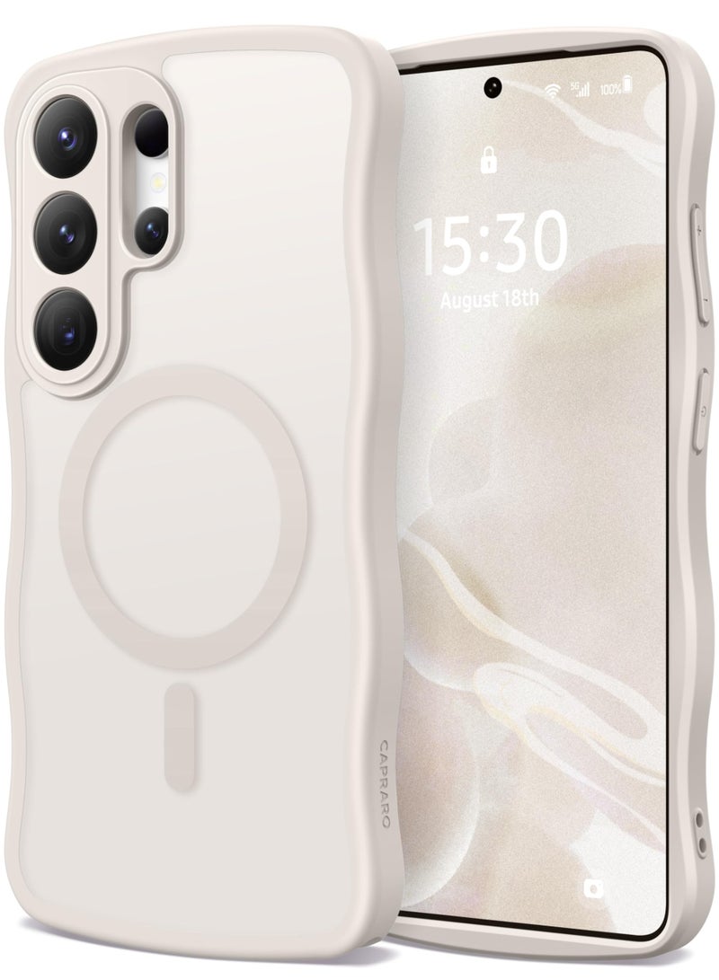CAPRARO for Samsung Galaxy S26 Ultra Case for Women Girls, Upgraded [Full Camera Protection] [Compatible with MagSafe] Cute Wave Translucent Matte Phone Case for Samsung S26 Ultra, Off-white - Image 1