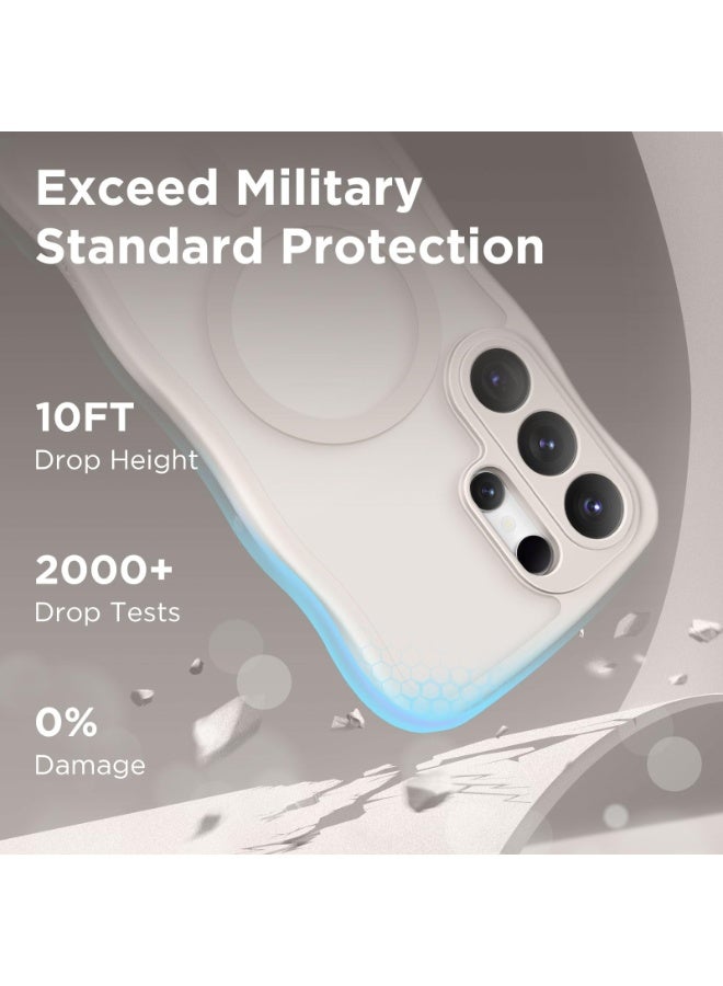 CAPRARO for Samsung Galaxy S26 Ultra Case for Women Girls, Upgraded [Full Camera Protection] [Compatible with MagSafe] Cute Wave Translucent Matte Phone Case for Samsung S26 Ultra, Off-white - Image 5