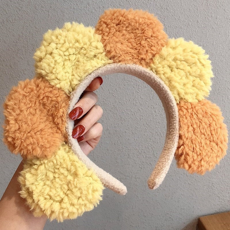 Generic Hair Hoop Womens Face Washing Internet Celebrant Cute Sunflower Hair Belt Non-Slip Facial Mask Hair Accessories Korean Style Sweet Girls Bangs 4# yellow