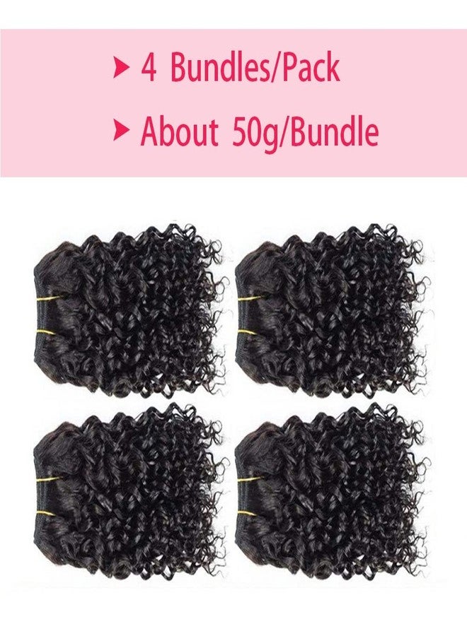 Jinhongze Human Hair Bundles Kinky Curly Bundles Human Hair Curly Wave Hair 4 Bundles Human Hair 50 Gram/Bundle 8A Unprocessed Kinky Curly Wave Bundles (8 8 8 8 1b) … - Image 3