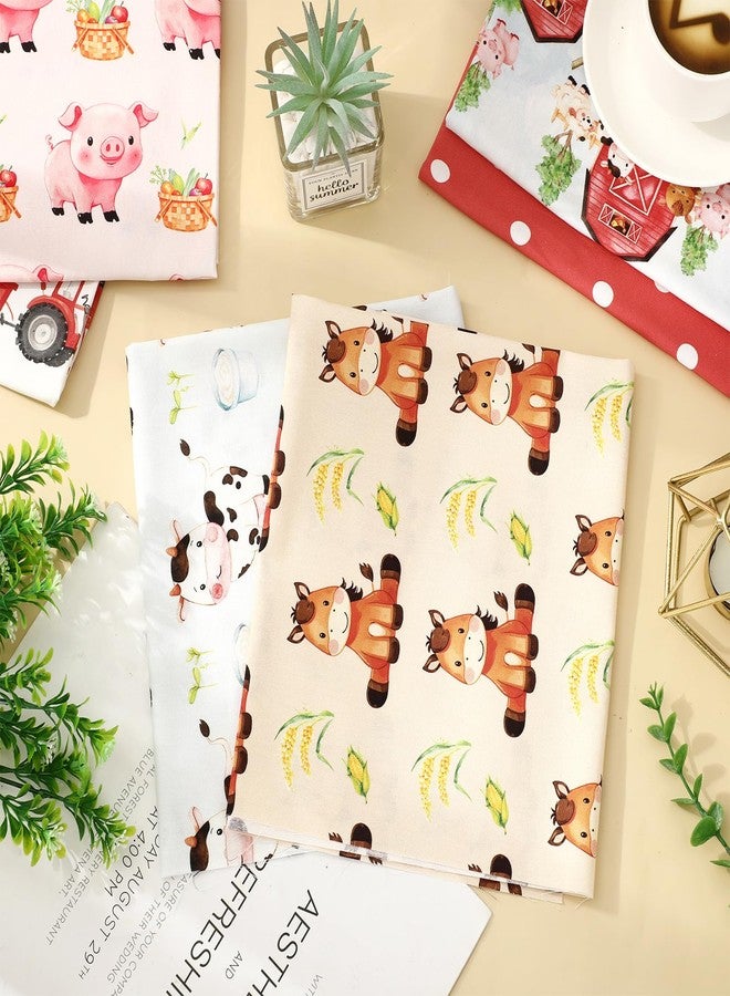 FYSUIMU 6Pcs Farm Animal Cotton Fabric Bundles Cartoon Barnyard Fat Quarters Watercolor Quilting Patchwork for DIY Sewing Craft Decor, 18 x 22 Inch - Image 4