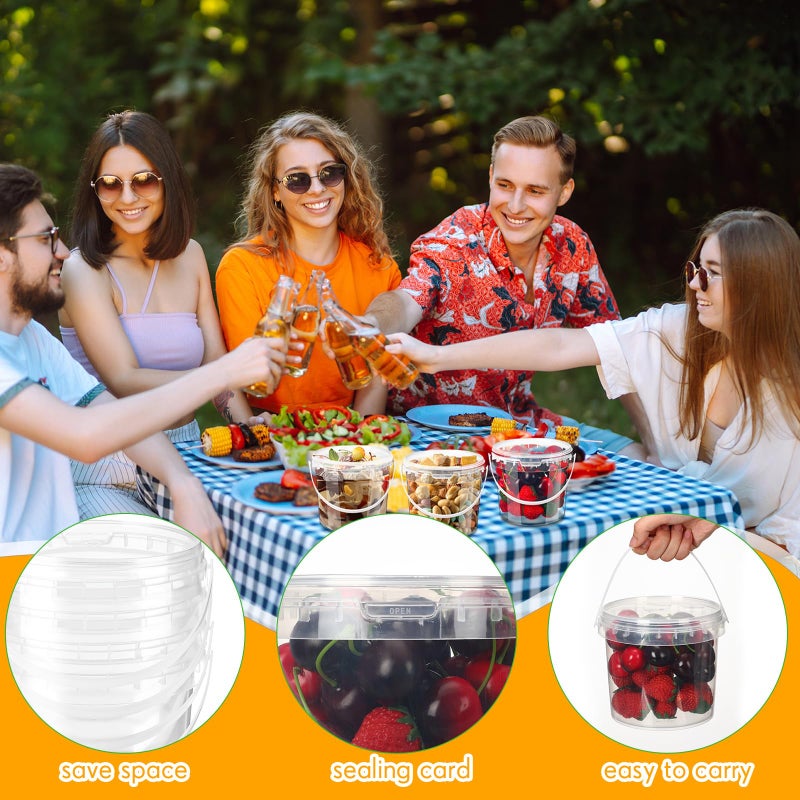 Funnymoom 20 Pack 48 oz Clear Buckets with Lid Plastic Ice Cream Buckets with Lid and Handle Ice Cream Tub Food Storage Containers Round Plastic Pails Freezer and Microwave Safe for Food - Image 5
