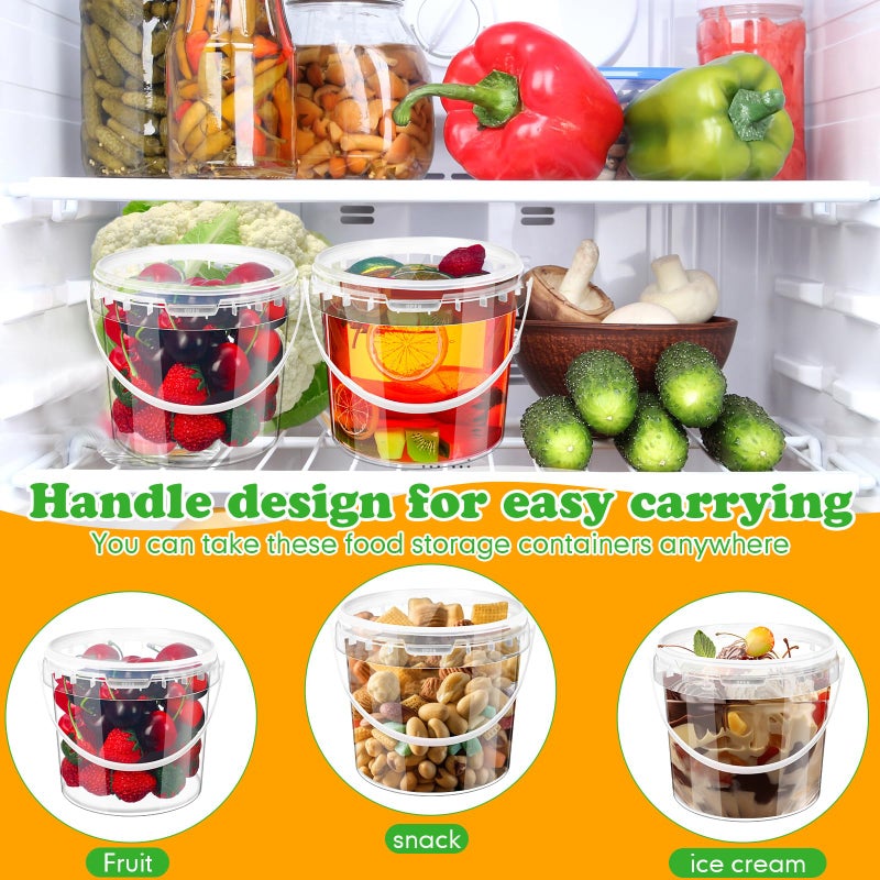 Funnymoom 20 Pack 48 oz Clear Buckets with Lid Plastic Ice Cream Buckets with Lid and Handle Ice Cream Tub Food Storage Containers Round Plastic Pails Freezer and Microwave Safe for Food - Image 3