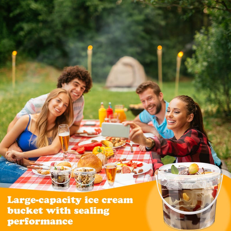 Funnymoom 20 Pack 48 oz Clear Buckets with Lid Plastic Ice Cream Buckets with Lid and Handle Ice Cream Tub Food Storage Containers Round Plastic Pails Freezer and Microwave Safe for Food - Image 4