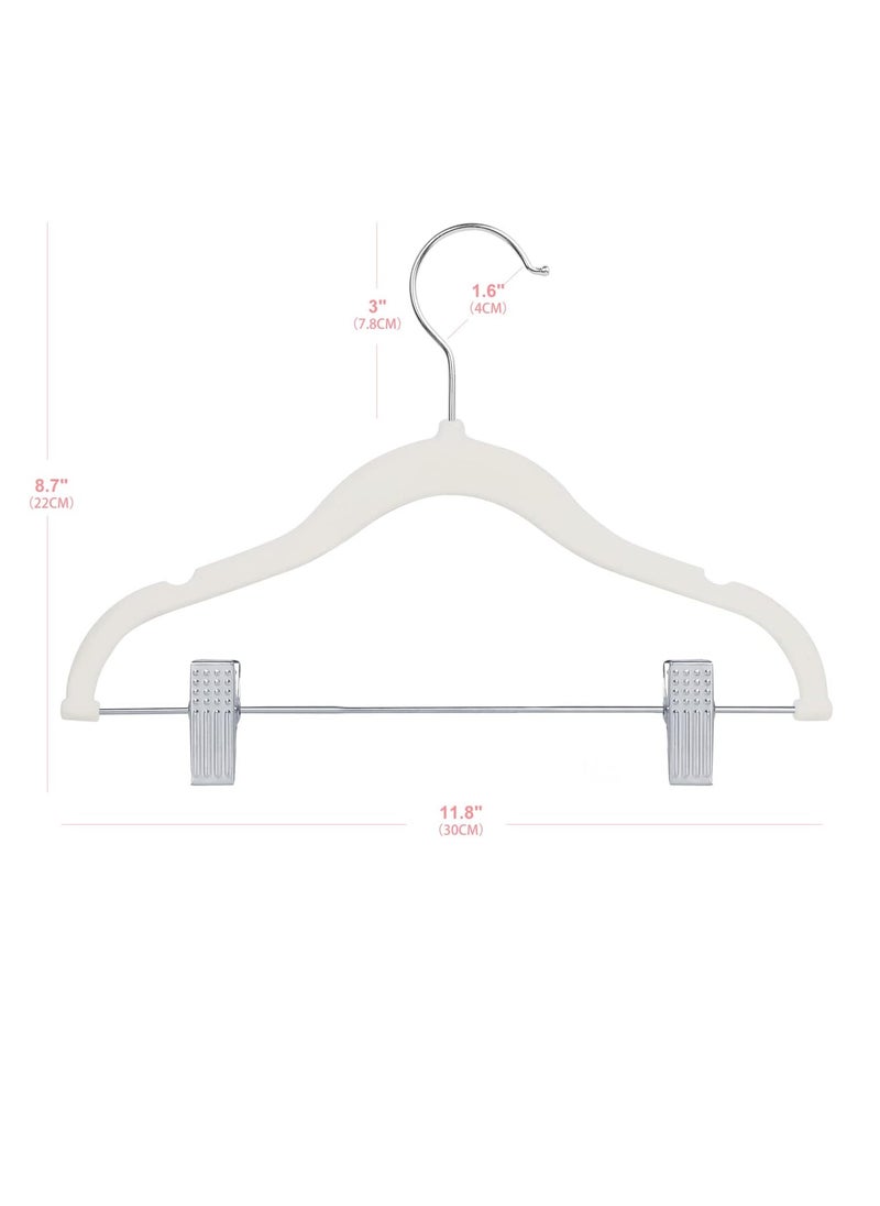 ManGotree ManGotree 11.8'' Baby Velvet Hangers with Movable Clips, Non-slip Kids Clothes Hangers, Ultra-thin Space-saving Children's Felt Hangers for Shirts, Pants, Dresses, Skirts, Jackets (16 Pack, White)  - Image 2
