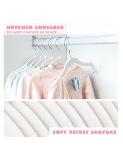 ManGotree ManGotree 11.8'' Baby Velvet Hangers with Movable Clips, Non-slip Kids Clothes Hangers, Ultra-thin Space-saving Children's Felt Hangers for Shirts, Pants, Dresses, Skirts, Jackets (16 Pack, White)  - Image 3