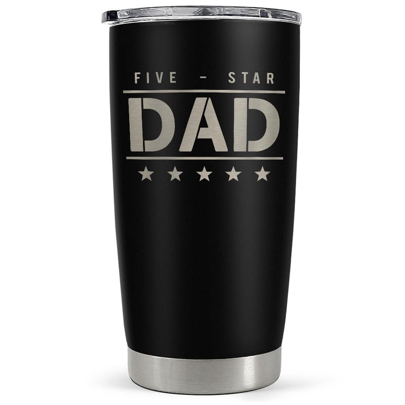 SANDJEST Fivestar Dad Tumbler with Lid Best Dad 20oz Insulated Stainless Steel Mug Coffee Cup for Travel Sport Outdoor Activities Office Gift for Birthday Fathers Day