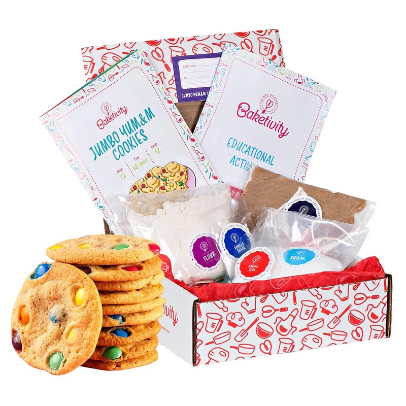 BAKETIVITY Kids Baking DIY Activity Kit  Bake Delicious Yumm Jumbo Cookies Real Fun Little Junior Chef Essential Kitchen Lessons Includes PreMeasured Ingredients and Easy to Follow Recipe