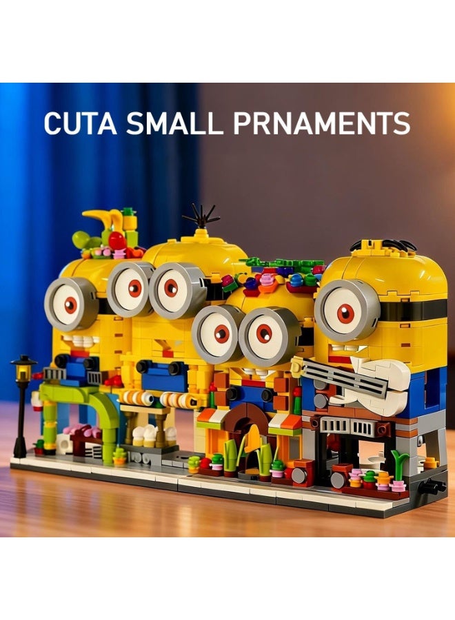 Minions Minecraft Minions Streetscape Building Block Toy Set, DIY Assembled Collectible Figurine, Home Desk Room Decoration, Birthday Holiday Gift for Minecraft Fans Kids Adults Friends. - Image 1
