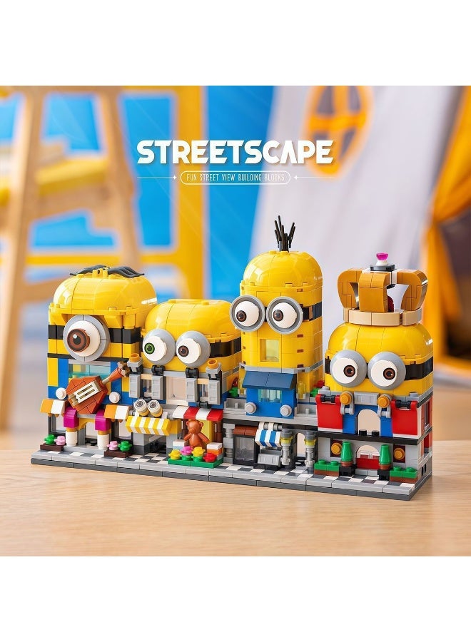 Minions Minecraft Minions Streetscape Building Block Toy Set, DIY Assembled Collectible Figurine, Home Desk Room Decoration, Birthday Holiday Gift for Minecraft Fans Kids Adults Friends. - Image 4