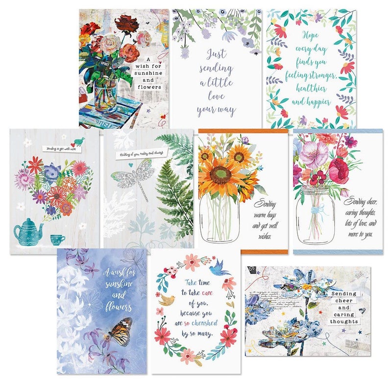 Current Caring Get Well Cards - Get Well Soon Cards Assortment - Set of 20, 10 Unique Designs, Large 5 x 7 Inch Cards, Sentiments Inside, For Women - Image 1