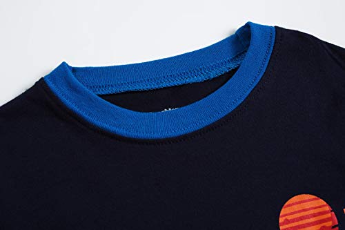 Popshion Little Boys Space Pajamas Sets for Toddler 100% Cotton Dinosaur Train Rocket Glow in Dark Sleepwear Long Sleeve 2 Piece kids Clothes Pjs 3-7T starry1-6256-6T - Image 5