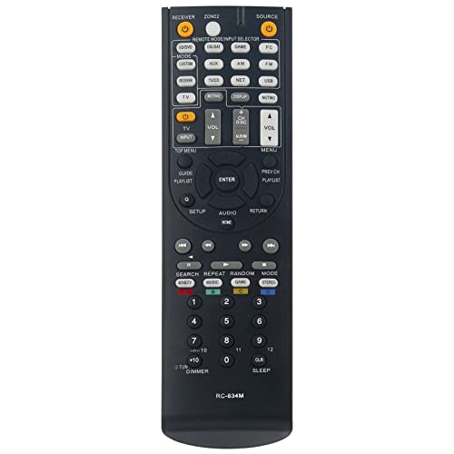 Allimity RC-834M Replacement Remote Control fit for Onkyo AV Receiver 24140834 RT24140834 HTR791 HTS7500 HTRC440 HTRC460 TXNR414 TXNR515 HT-R791 HT-S7500 HT-RC440 HT-RC460 TX-NR414 TX-NR515, Black - Image 1