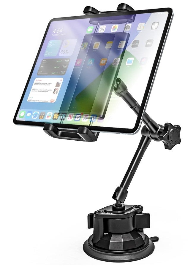 Kolasels Tablet Holder Mount for Car [Latest Anti-Shake] Dashboard Windshield Sunroof Tablet Stand for Truck/Car/Picku/Van, Heavy Duty Metal Tablet Mount for 4-12.9" iPad Pro Air Mini, Z Fold, iPhone - Image 1