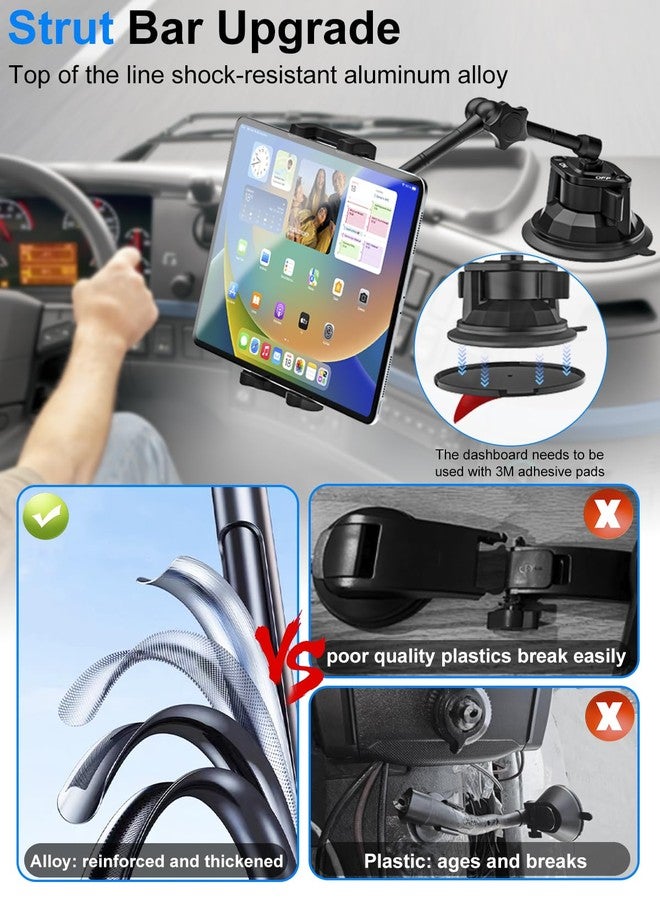 Kolasels Tablet Holder Mount for Car [Latest Anti-Shake] Dashboard Windshield Sunroof Tablet Stand for Truck/Car/Picku/Van, Heavy Duty Metal Tablet Mount for 4-12.9" iPad Pro Air Mini, Z Fold, iPhone - Image 2