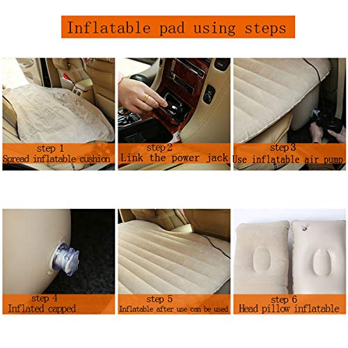 Pivalo A5 PVC Inflatable Car Air Bed Mattress with Pump, 2 Air Pillows & Repair Kit Universal Fit Quick Inflatable Back Seat Baby Sleeping Bed for Kids Travel Trip Picnic & Outdoor Camping (Beige) - Image 4