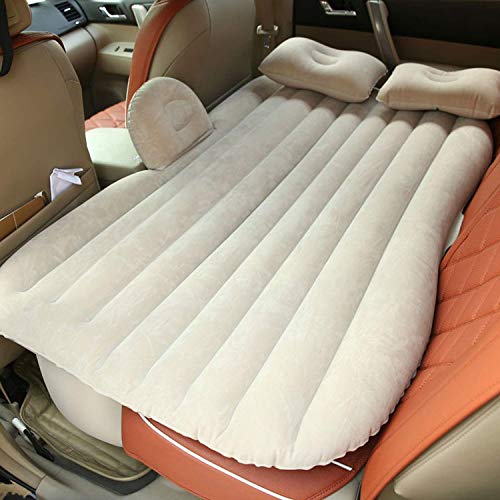 Pivalo A5 PVC Inflatable Car Air Bed Mattress with Pump, 2 Air Pillows & Repair Kit Universal Fit Quick Inflatable Back Seat Baby Sleeping Bed for Kids Travel Trip Picnic & Outdoor Camping (Beige) - Image 1