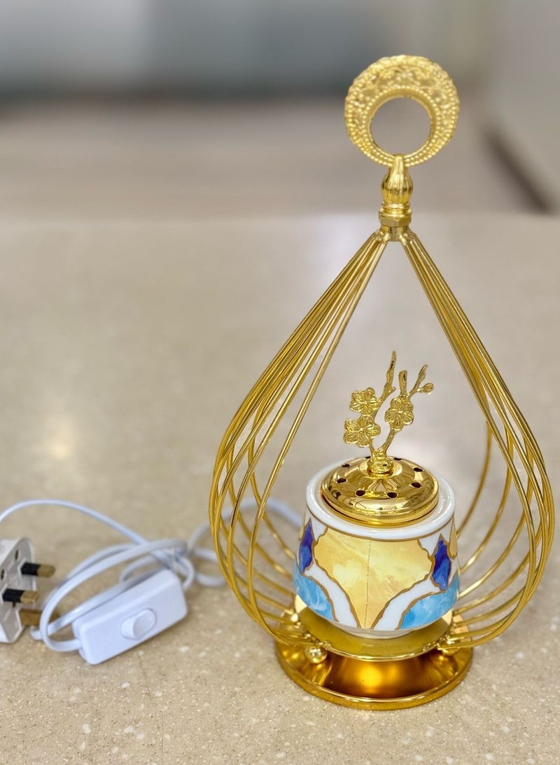 Breeze Luxury Bakhoor Burner – Elegant Gold & Ceramic Design for Home & Office - Image 2