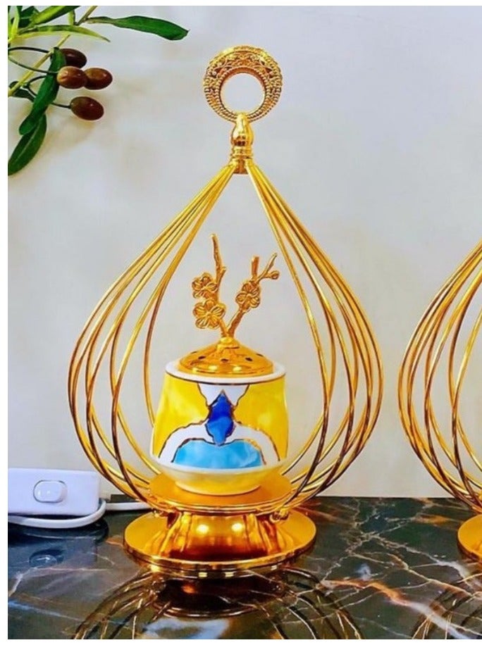 Breeze Luxury Bakhoor Burner – Elegant Gold & Ceramic Design for Home & Office - Image 3