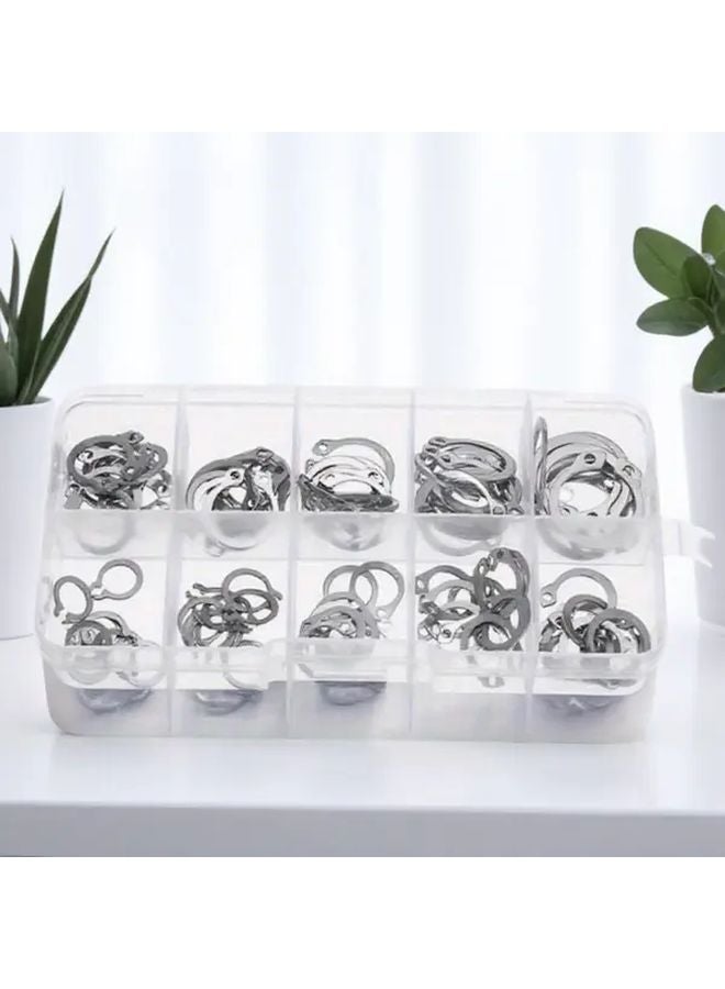 304 Stainless Steel Rust Resistant Lock Ring Set 100Pcs with Storage Box for Home Outdoor - Image 1