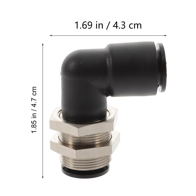 8Mm Bulkhead Elbow Pneumatic Push To Connect Tube Fittings With Nut For Air Compressor - Image 3