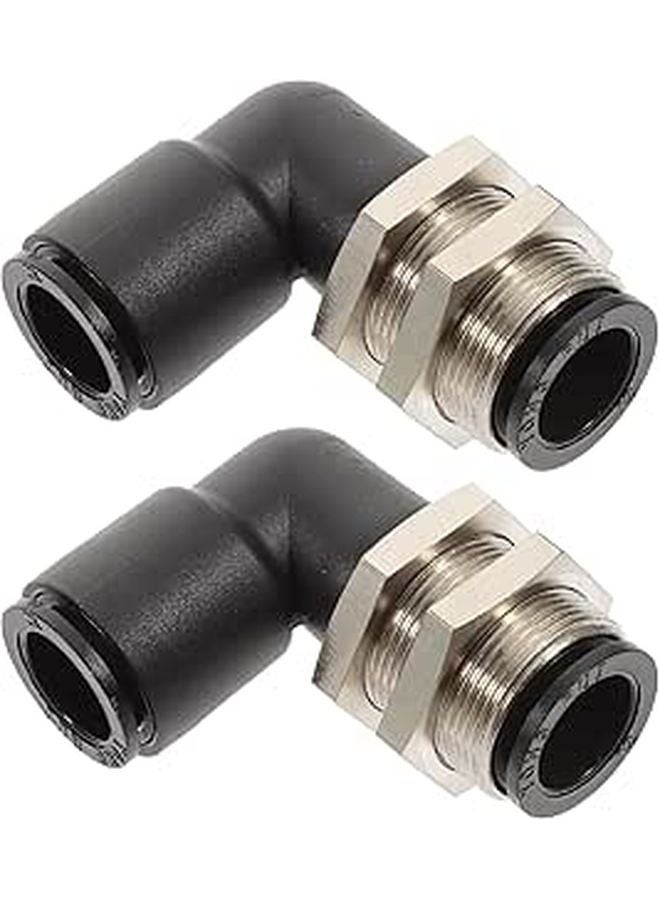 8Mm Bulkhead Elbow Pneumatic Push To Connect Tube Fittings With Nut For Air Compressor - Image 1