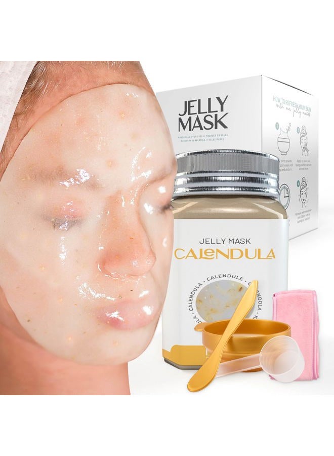 BRÜUN Jelly Mask Jar Calendula Peel-Off Face Care Rubber Mask | 23 fl oz Skin Care Moisturizing Gel Mask Jar Spa Set - Image 1
