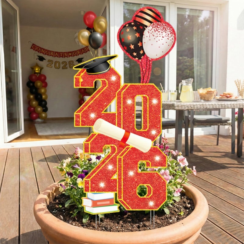 sewrung 2026 Graduation Decorations - 3.5FT Large Class 2026 Graduation Yard Sign Yard Decorations Congrats Graduation Lawn Signs 2026 Grad Yard Signs with Stakes for Outdoor Indoor Congrats Graduation Party Decoration Supplies - Image 4