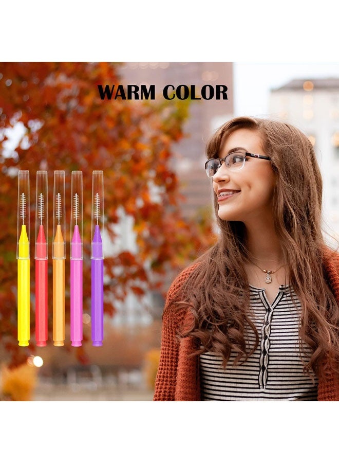 Braces Brush for Cleaner Interdental Brush Toothpick Dental Tooth Flossing Head Oral Dental Hygiene Flosser Toothpick Cleaners Tooth Cleaning Tool (5 Warm Colors,50pcs) - Image 2
