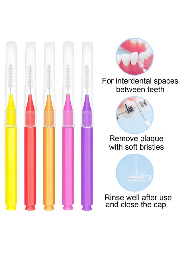 Braces Brush for Cleaner Interdental Brush Toothpick Dental Tooth Flossing Head Oral Dental Hygiene Flosser Toothpick Cleaners Tooth Cleaning Tool (5 Warm Colors,50pcs) - Image 4