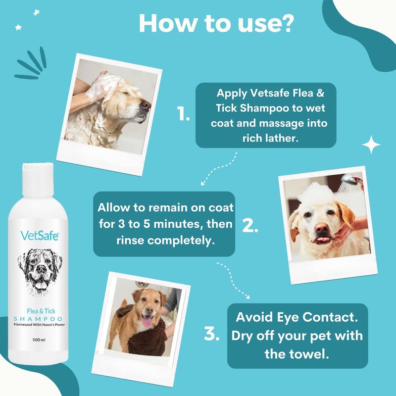 VetSafe Tick and Flea Control Shampoo 200 ml for Dog, Cat & Horse Shampoo for All Breeds | Bling On The Shine Nourishing Dry Waterless | Removes Dirt, Grime & Oil - Image 2