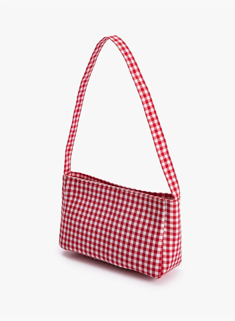 KOTON Zipper Detail Check Shoulder Bag