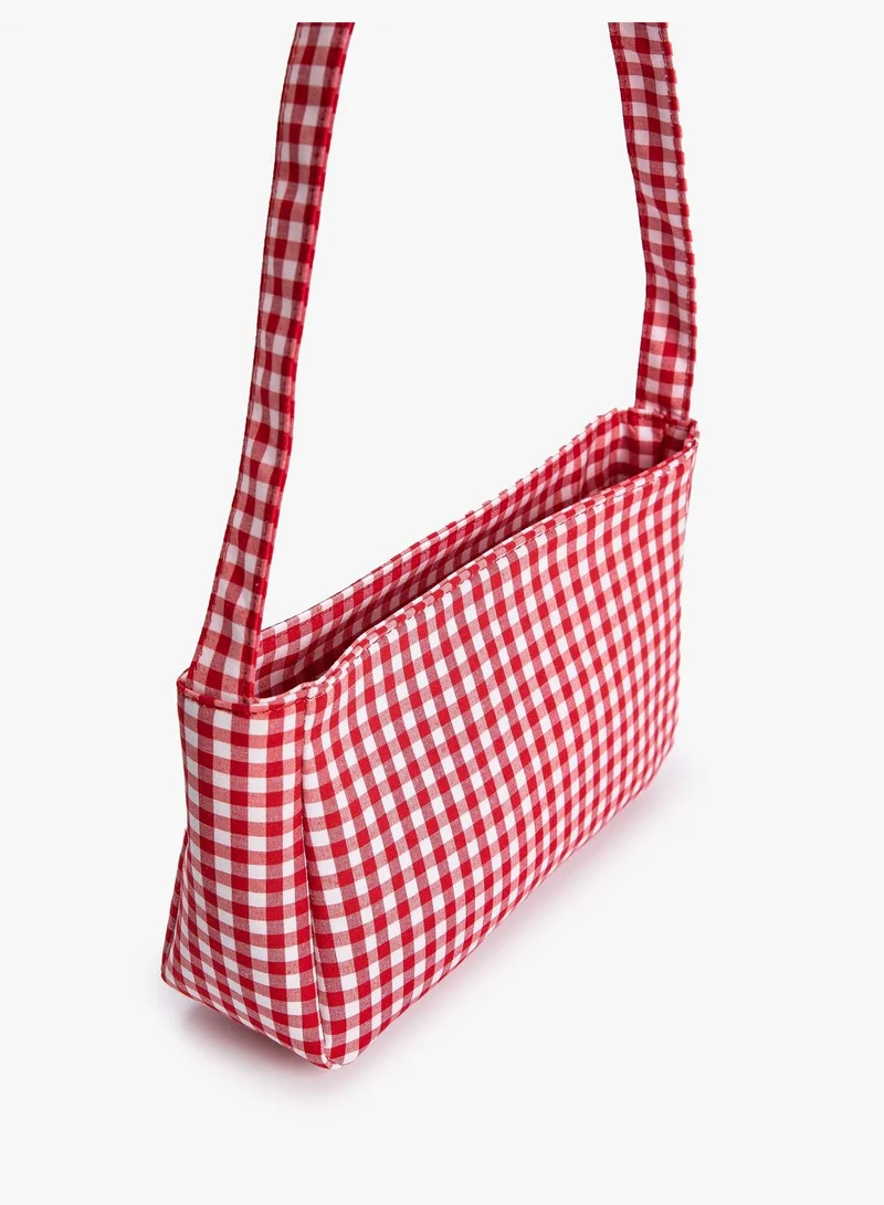 KOTON Zipper Detail Check Shoulder Bag