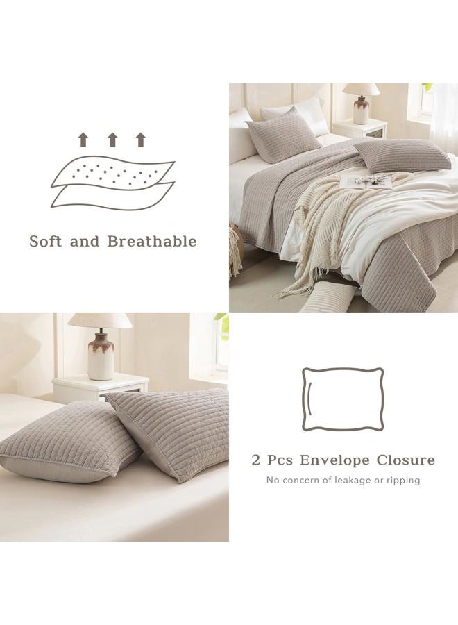 CozyTide Oversized King Bedspread 120x120,3Pcs Stone-Washed Cotton Extra Large Farmhouse Lightweight King Quilt Bedding Set Oversized Linen Colored Soft Summer California King Quilt Coverlet - Image 5