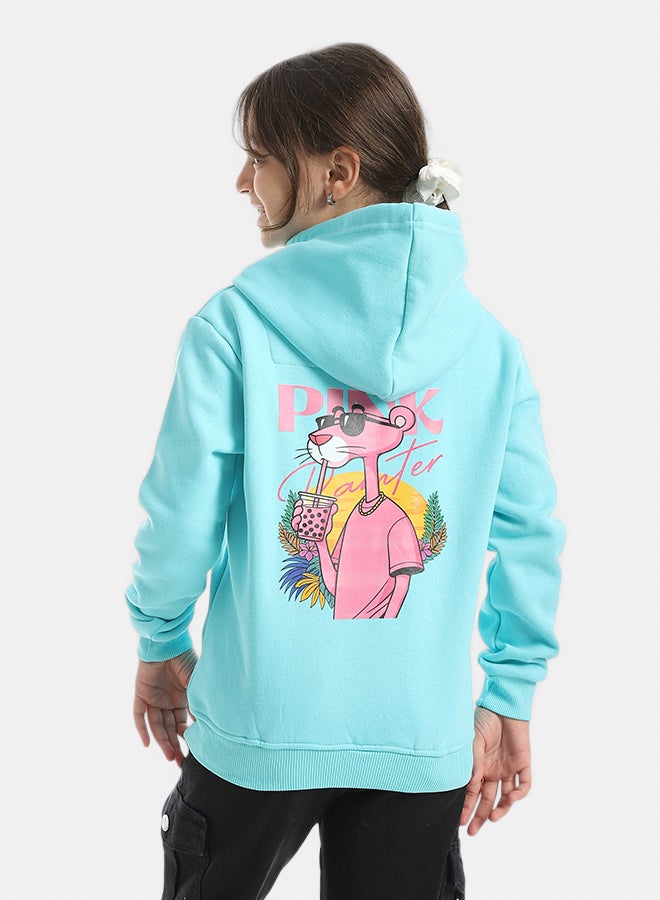 Andora Hooded Printed Front & Back Long Sleeves Hoodie _ Aqua - Image 3