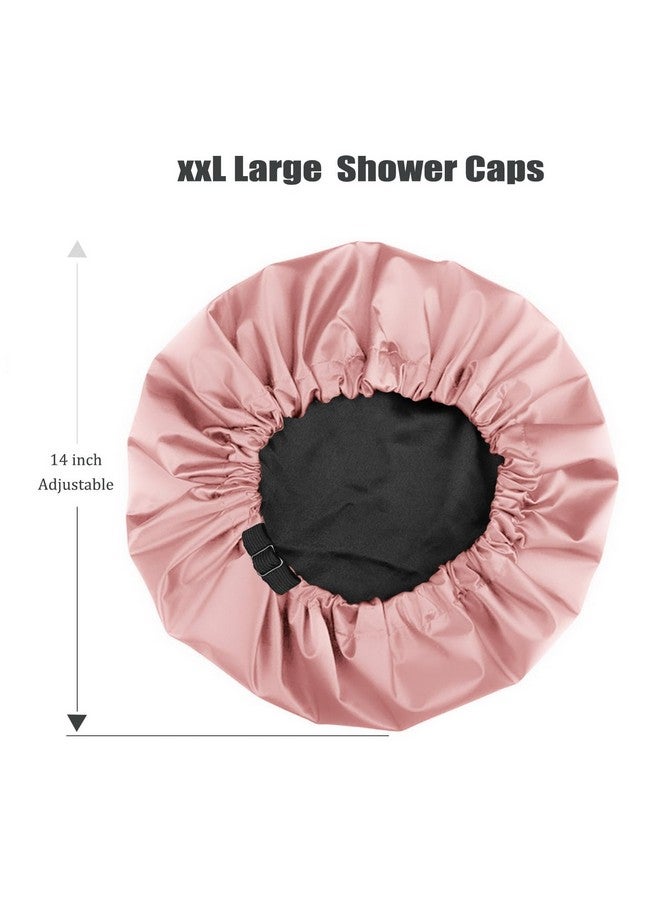 Amamba Shower Cap100% Real Satin Lined Shower Capextra Large Shower Cap For Women Reusable Waterproofadjustable Size&Long Hair Bath Caps（Pink） - Image 3