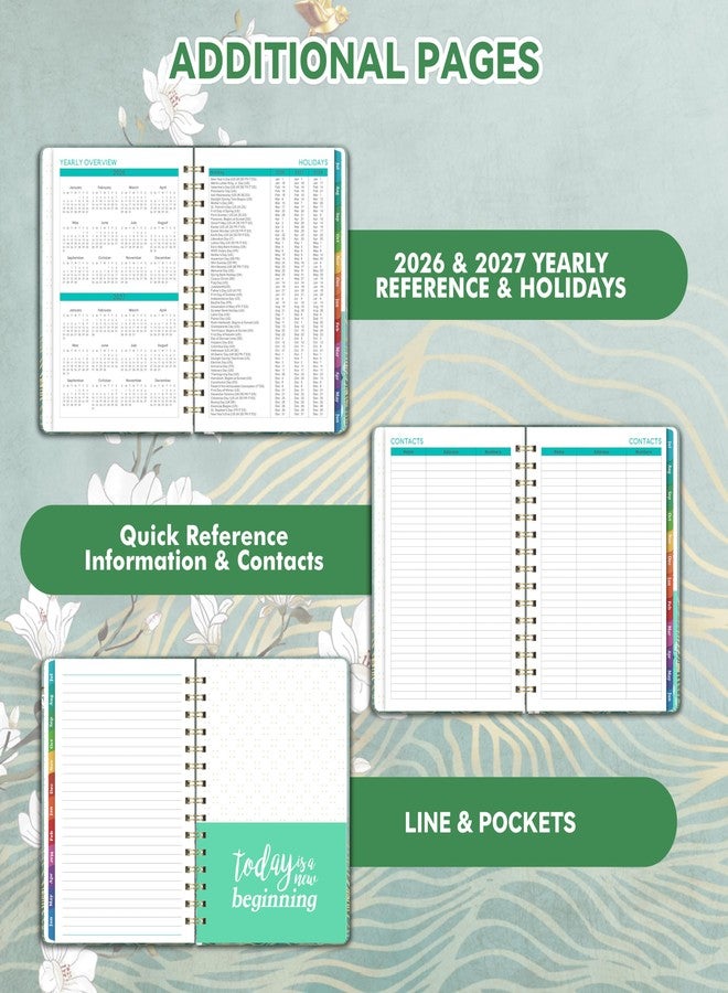 Shoparr Planner 2026-2027 - JUL 2026 - JUN 2027, Academic Planner 2026-2027, Weekly and Monthly, Calendar 26-27 with Premium Paper, Twin-wire Binding - Hardcover (6.4" x 8.5", Green, Back Pocket) - Image 5