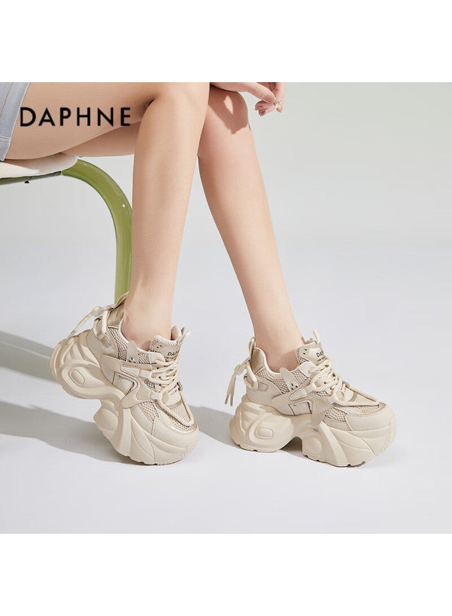 Daphne Women's Chunky Platform Sneakers With Internal Height Increase, Fashionable Style Thick-soled Cake Shoes, Sports Casual Shoes, Apricot, Size 36 - Image 2