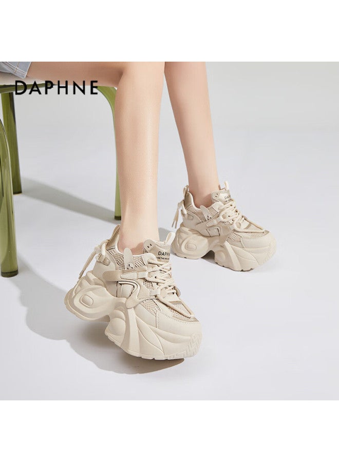 Daphne Women's Chunky Platform Sneakers With Internal Height Increase, Fashionable Style Thick-soled Cake Shoes, Sports Casual Shoes, Apricot, Size 36 - Image 4
