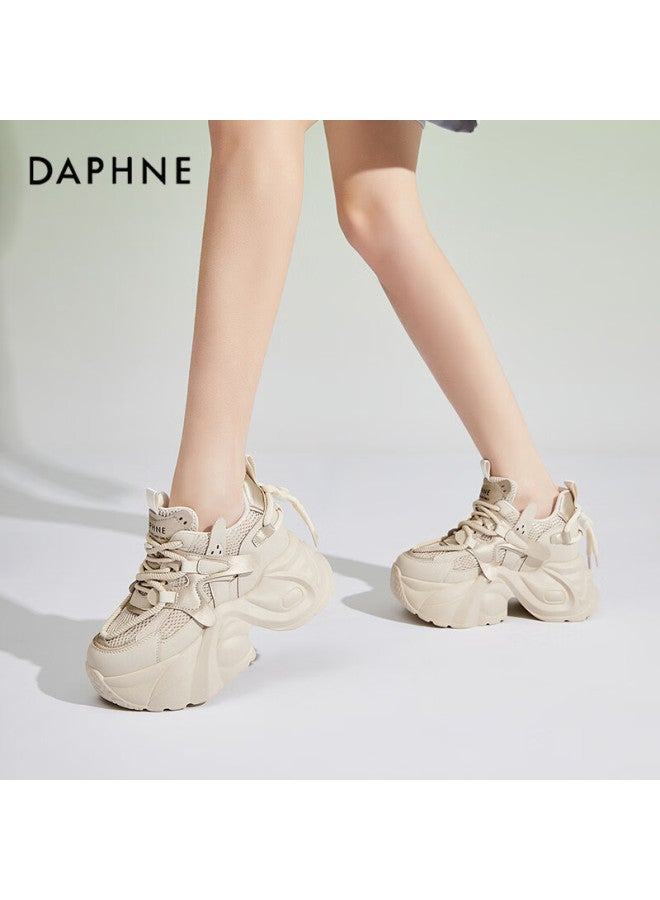 Daphne Women's Chunky Platform Sneakers With Internal Height Increase, Fashionable Style Thick-soled Cake Shoes, Sports Casual Shoes, Apricot, Size 36 - Image 5