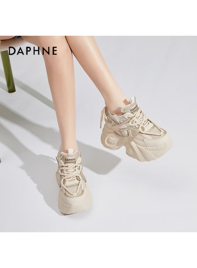 Daphne Women's Chunky Platform Sneakers With Internal Height Increase, Fashionable Style Thick-soled Cake Shoes, Sports Casual Shoes, Apricot, Size 36 - Image 3